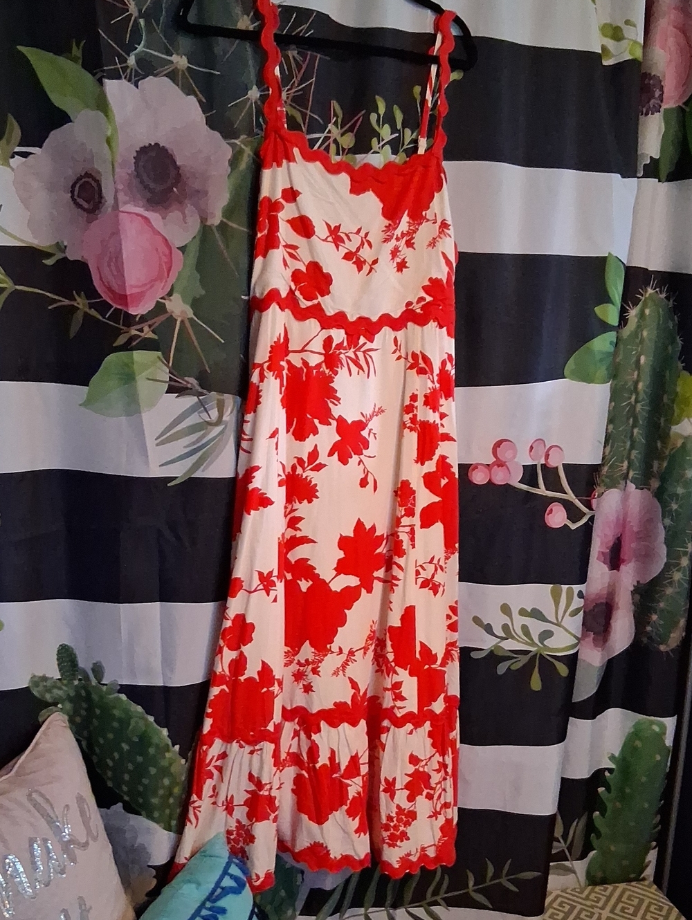 Cato White Maxi Dress with Red Floral Print